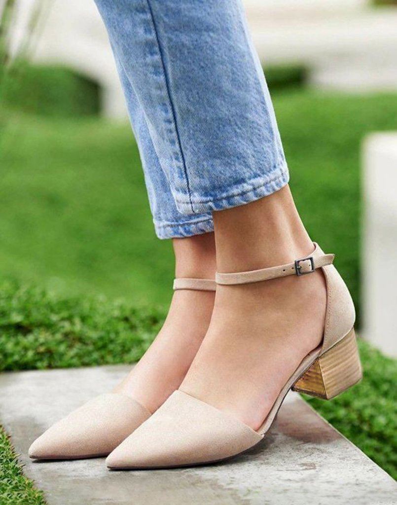 CHIKO Karyna Pointy Toe Block Heels Slingback Shoes