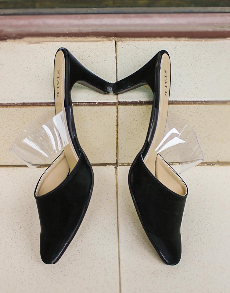 Black high heels 2024 with clear strap