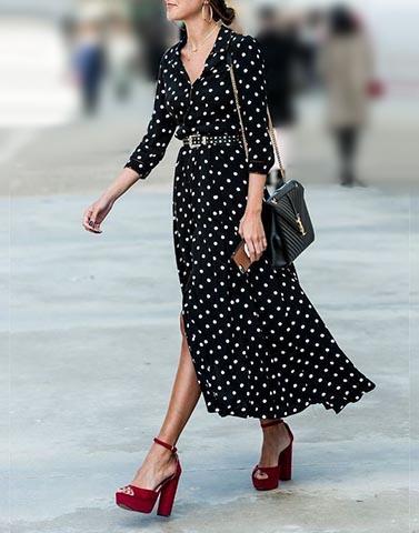 Moms Maternity Black Polka Dots Dress